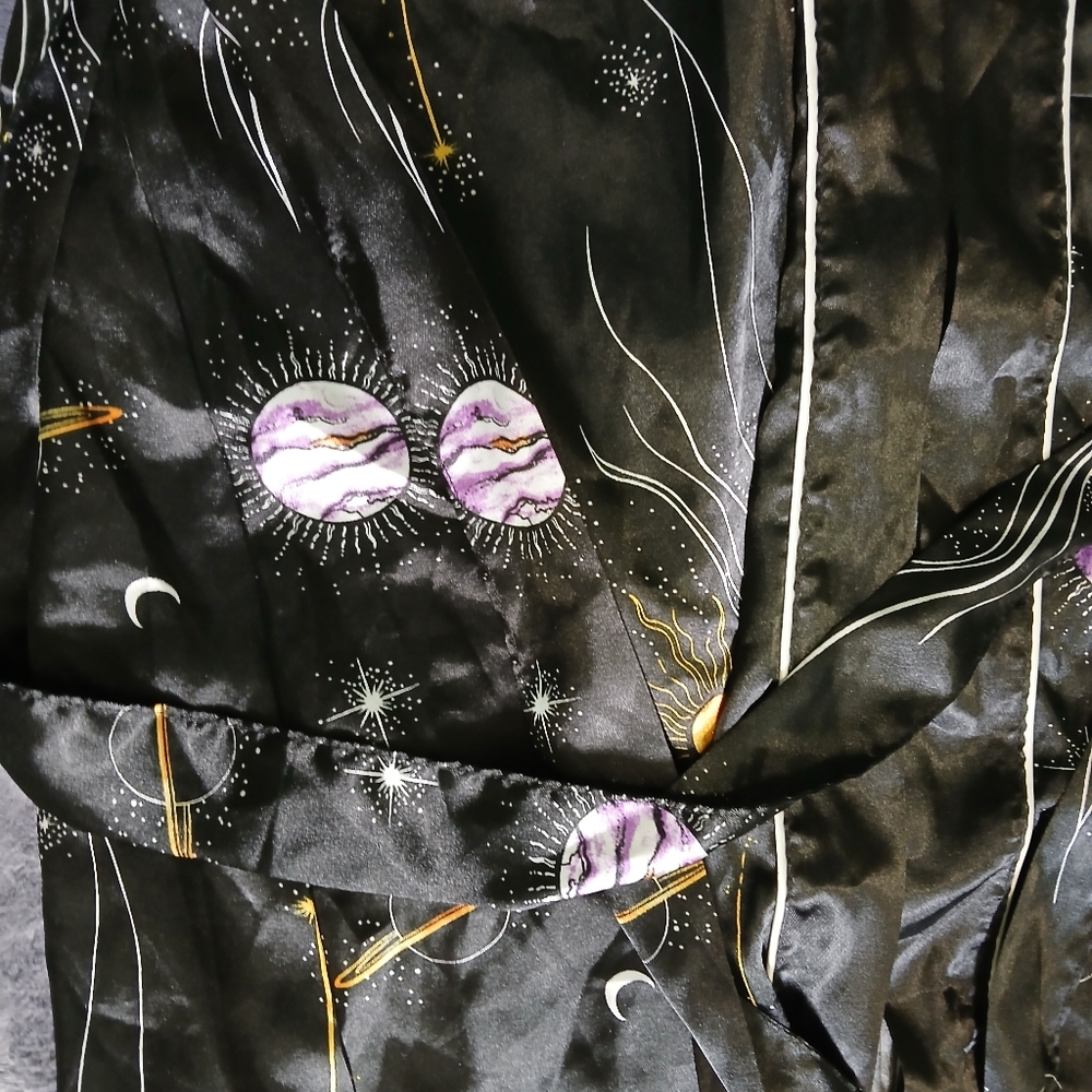 Planet Print Contrast Belted Robe - Picture 4 of 5
